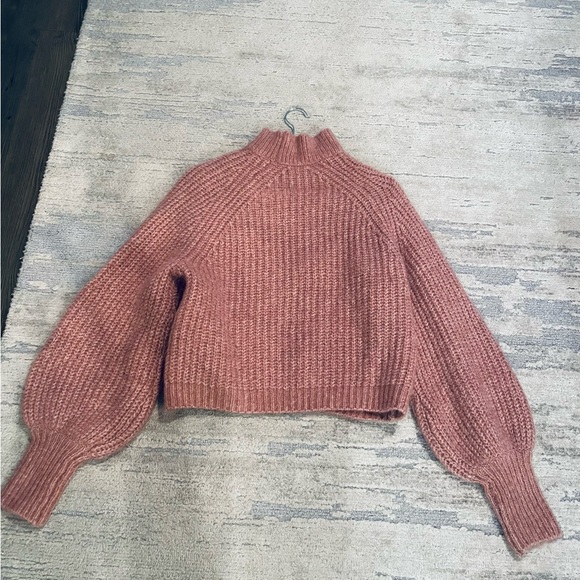 Zara Pink Balloon Sleeve High Neck Sweater NWT - Picture 4 of 7
